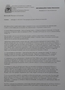 Documento do Ipac sobre a Fazenda Caritá. Reprodução