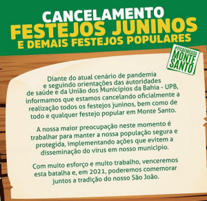 Festas juninas canceladas. Reprodução do Instagram