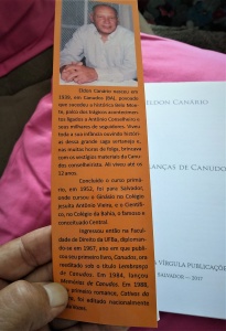 "Orelha" do livro do escritor canudense Eldon Canário. Reprodução