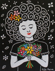 Menina com flores do campo